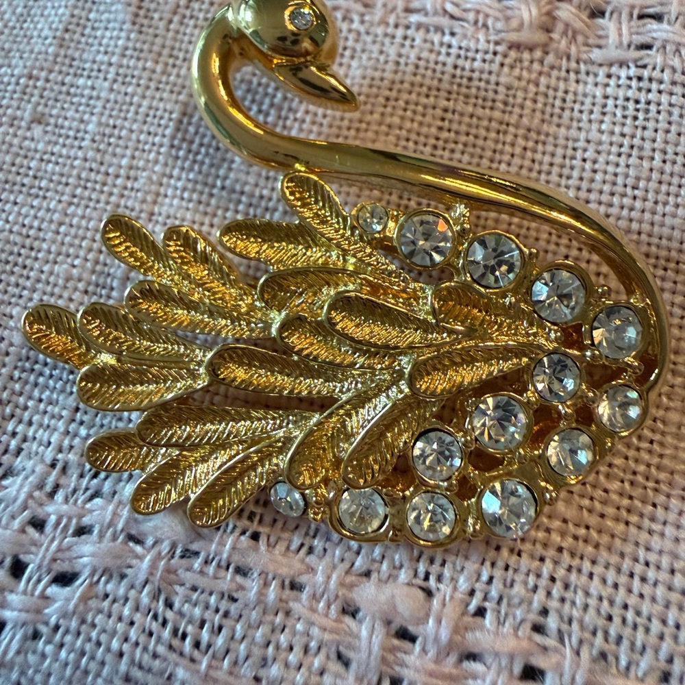 Vintage Swan Rhinestone Crystal Brooch - Picture 3 of 7